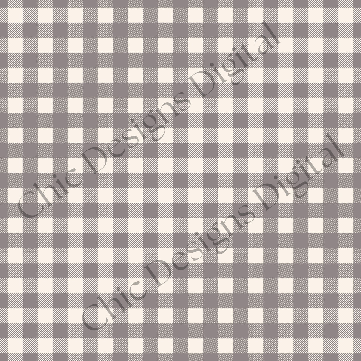 Seamless grey and warm cream gingham check with fine diagonal line detailing, designed to coordinate with the Autumn Chrysanthemum floral papers.