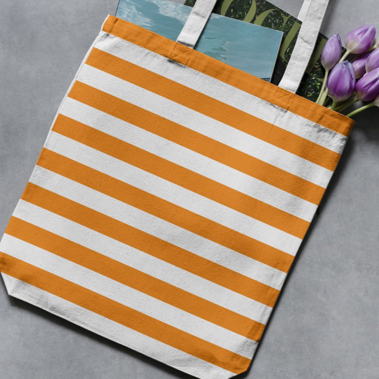 Coordinating straight and diagonal orange stripe backgrounds from the Essential Stripes collection, suitable for layering with florals, gingham and checks.
